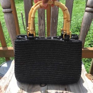 Black straw bag